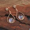 Rose Gold Plated Labradorite Moonstone Dangle Earring 925 Sterling Silver Women Jewelry