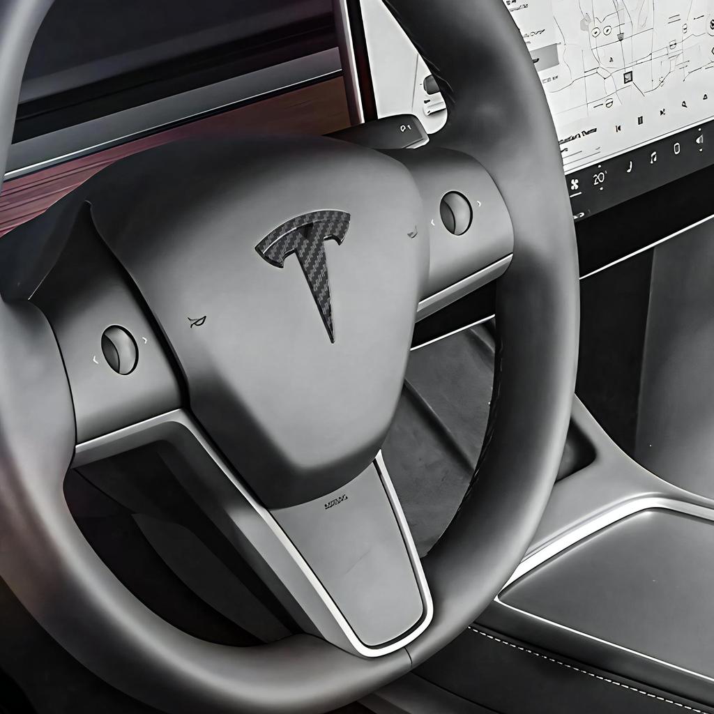 1PCS Car Steering Wheel Replacement Accessories Auto Decoration Logo Cover For Tesla Model 3 Model S X Model Y 2020 2021 2022