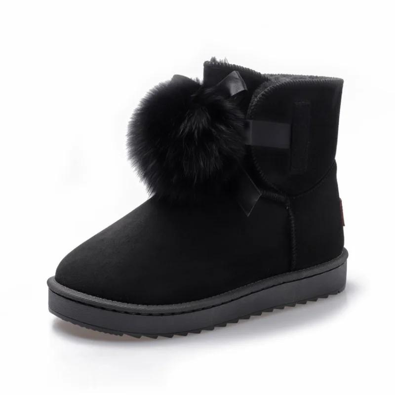 High Quality Women Natural Real Fox Fur Snow Boots Genuine Leather Fashion Women Boots Warm Female Winter Shoes