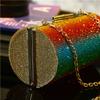 SCIONE Rainbow Rhinestone Dinner Bag Diagonal Bag Female Diamond Cylinder Shoulder Bag Banquet Bag