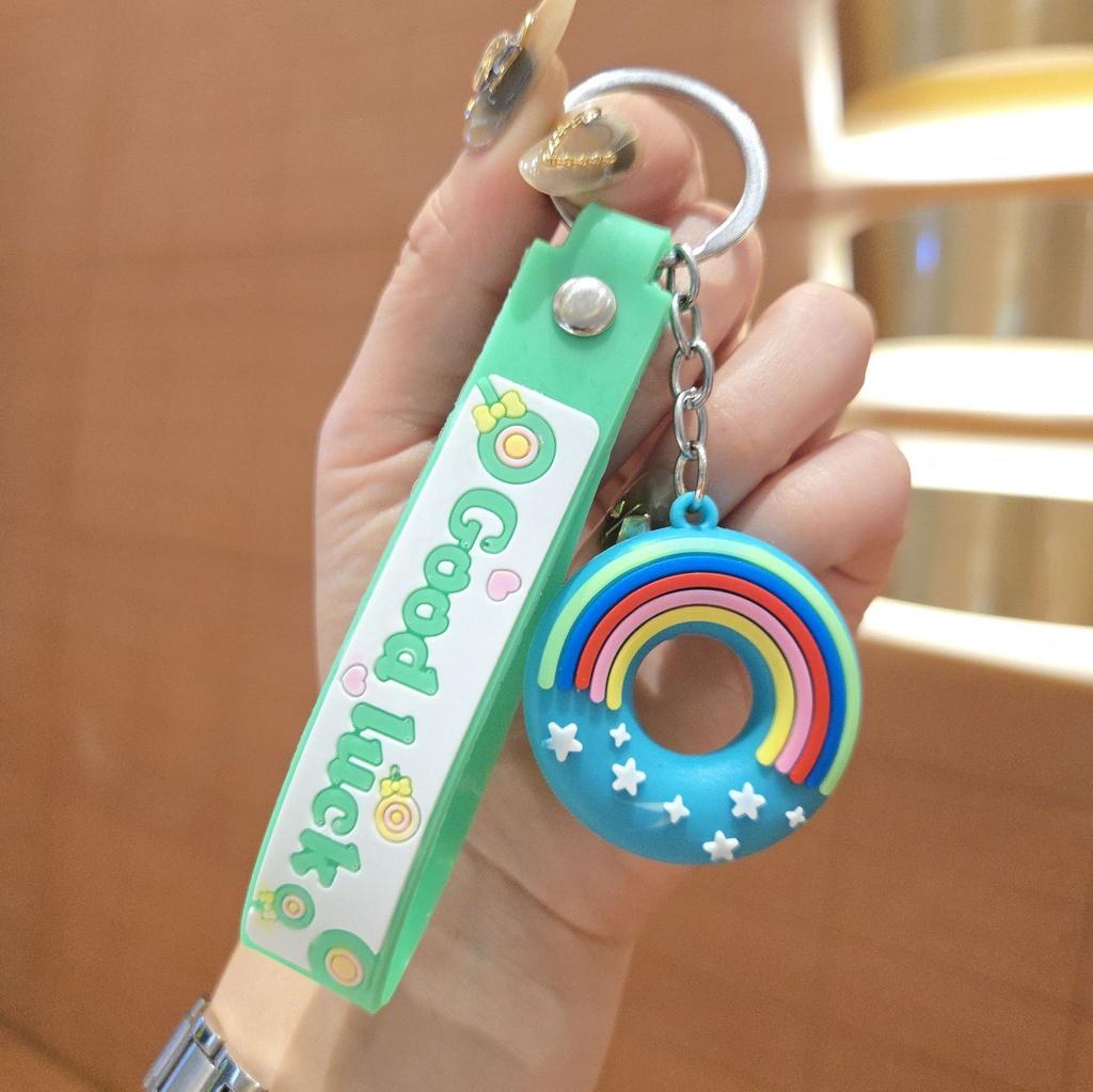 Creative Rainbow Donut Keychain Pendant Children's School Bag Pendant, Cartoon Doll Blind Box Small Gift Pendant