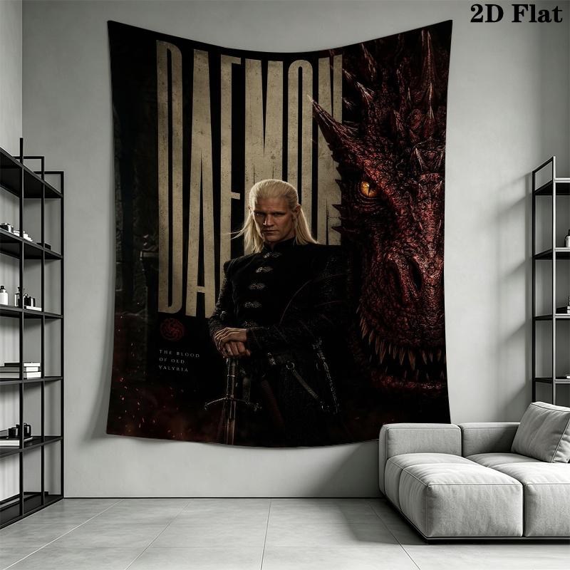 Tapiz de Pared de Daemon Targaryen Colgante de Pared Estético Manta de Tela Impresa Tapices Decorativos para Dormitorio Sala de Estar Decoración del Hogar