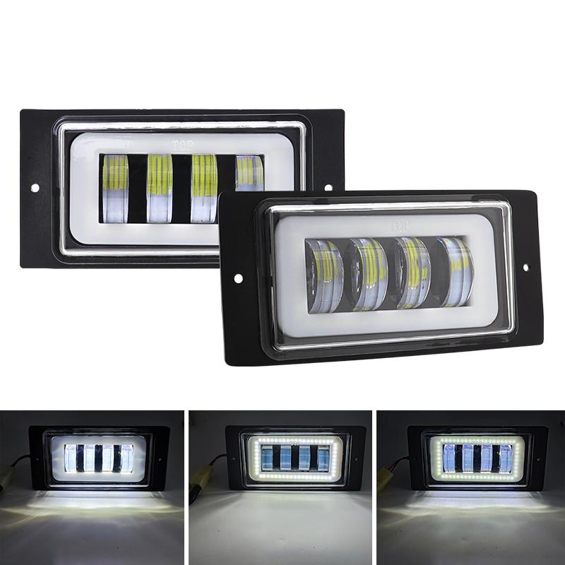 

2X Противотуманные фары Светодиодные противотуманные фары Фары ДХО Дальнего света Белые Желтые Halo Для Lada 2110 -2117 Для Kamaz Для Niva Chevrolet Для Vaz 2114 Van white with halo