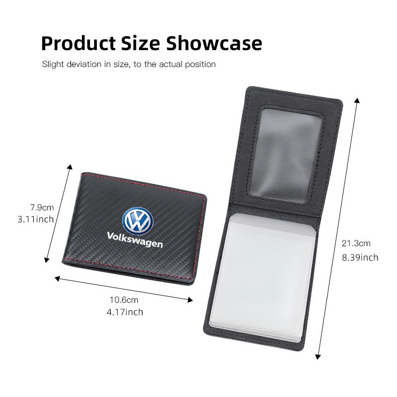 Carbon Fiber Leather Car Emblem Card Holder Billfold For VW Golf Amarok Phaeton GTI Teramont Tiguan Passat Polo Jetta keychain ZM7