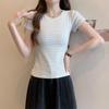Korean Style Slim Fit Striped Short Sleeve T-shirt for Women