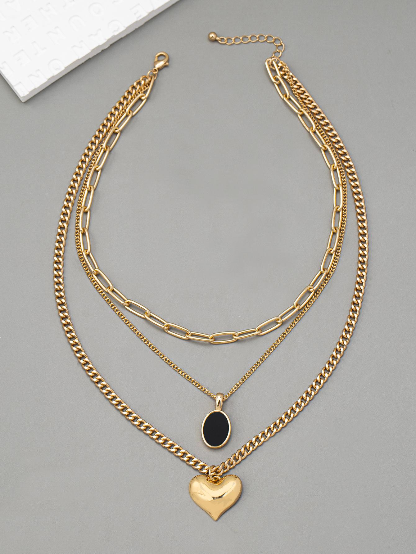 

Инс металлический темперамент многослойный кулон в виде сердца персонализированные аксессуары для ожерелья оптом для женщин