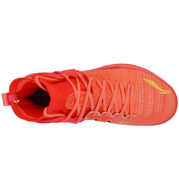Li Ning Roar II Rubber Cushioning Slip Resistant Abrasion Resistant High Top Badminton Shoes Men's Neon Fruit Red AYAQ011-2