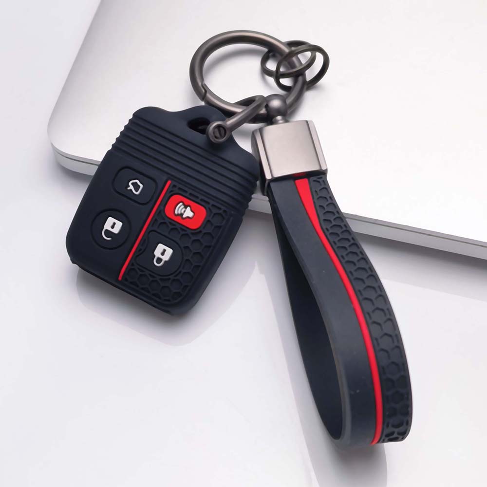 Silicone Car Key Cover Fob Case with Keychain for Ford F150 F250 F350 Explorer Mustang Escape Edge Ranger Focus Expedition