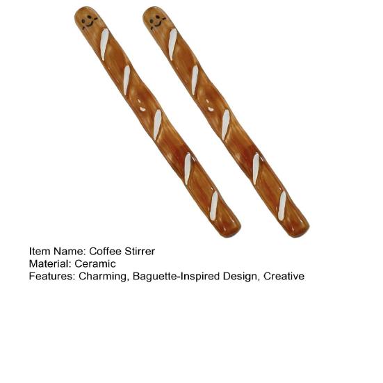 Baguette Coffee Stirrer Ceramic Mixing Stick Cute French Bread Design Heat-Resistant Coffee Spoon for Tea Beverage Stirring Kitchen Decor