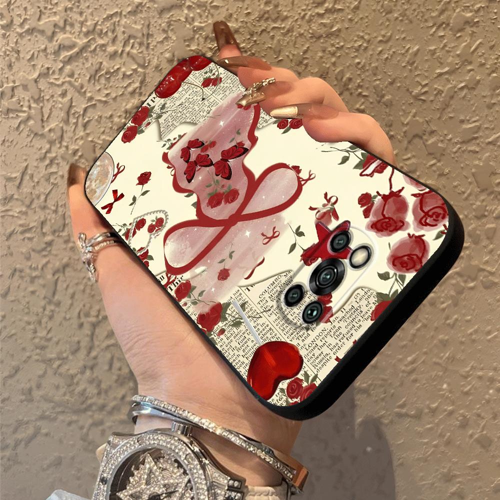 Funda Phone Cover Case for Xiaomi Poco F8 C71 C50 C61 X3 X4 X5 X7 Pro F1 F3 M5 M3 M4 M7 Pro C75 Rose Bow