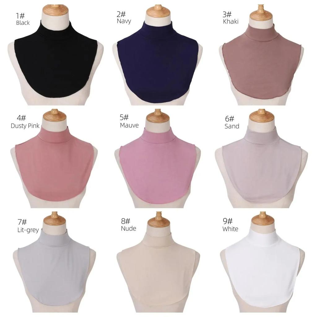 Muslim Hijab Neck Cover Fake Collar Turtleneck Neck for Women False Shirts Collar Cotton Jersey Plain Modal Turtleneck