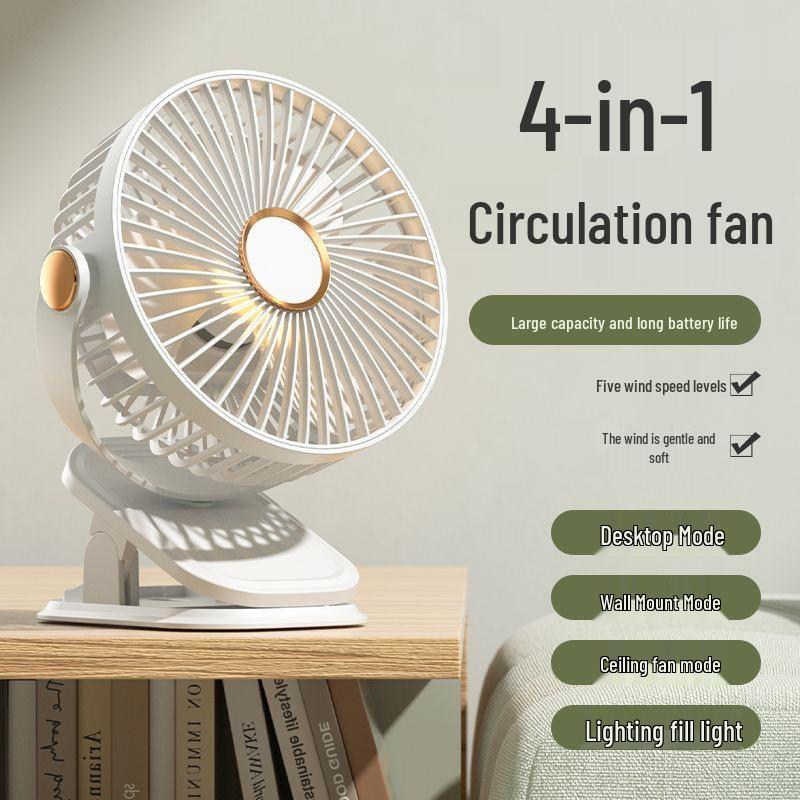 USB Rechargeable Clip-on Silent Fan for Office, Dorm, Bedside, and Stroller Use.