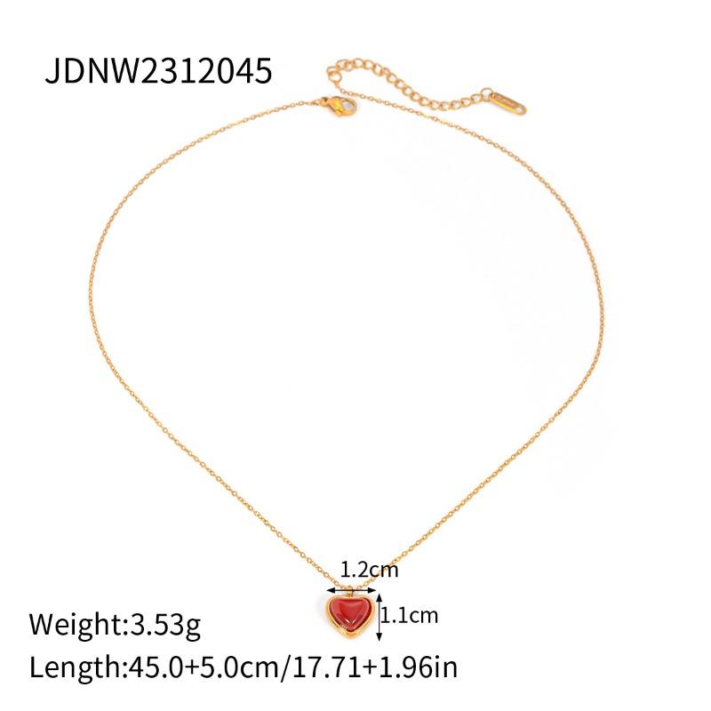 Stainless Steel Red Agate Heart-shaped Necklace, High-end Pendant Earrings, Exclusive Ring