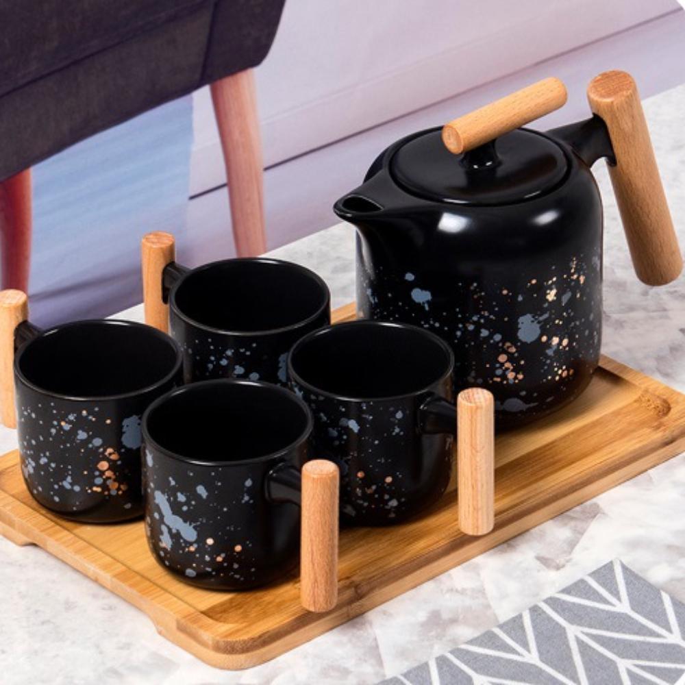 

Китайский стиль Разбрызгивание чернил Бытовой чайник для горячей и холодной воды Набор керамических чайников для горячей воды Набор чашек для воды Подарочный набор чашек для воды Pot 760ml, cup 180ml