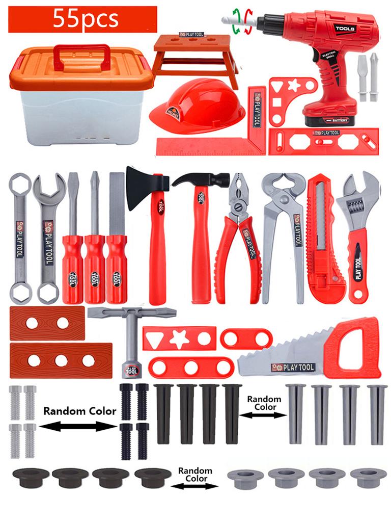 Kinder-Toolbox-Kit Lernspielzeug Simulation Reparaturwerkzeuge Spielzeug Bohrer Kunststoff Spiel Lernen Engineering Puzzle Spielzeug Geschenke für Jungen
