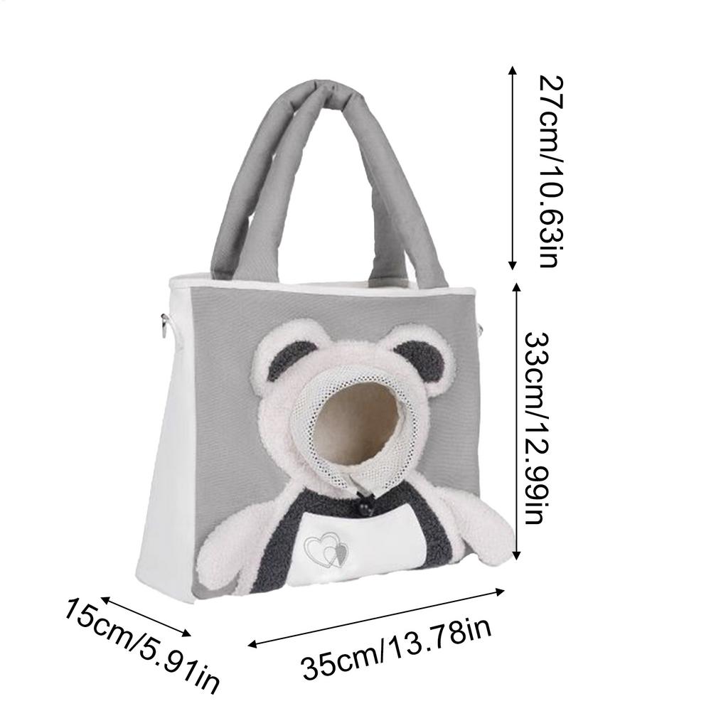 

Pet Canvas Shoulder Bag Cute cartoon Bear Shaped Cats Carrier Pouch Portable Outdoor Cat Tote For Out Travel білий