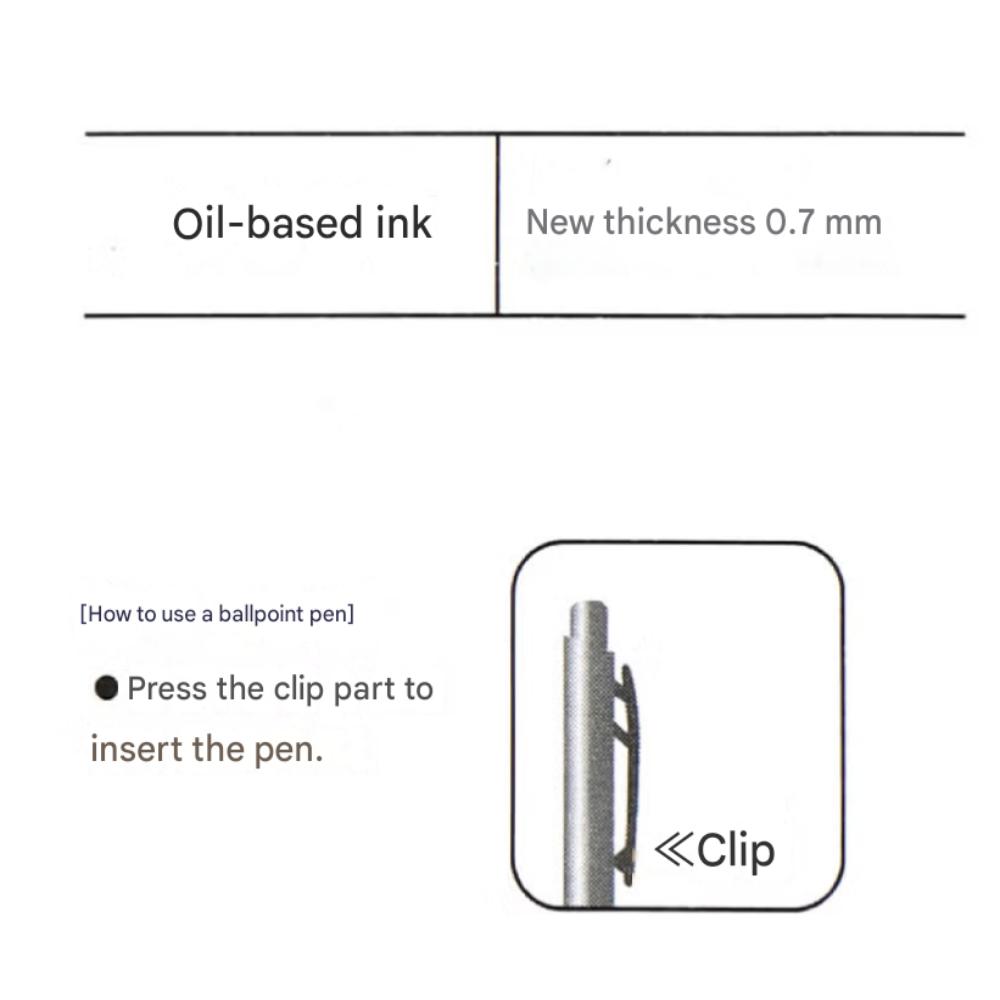 Clip-Type Black Ballpoint Pen 0.7mm 8EA