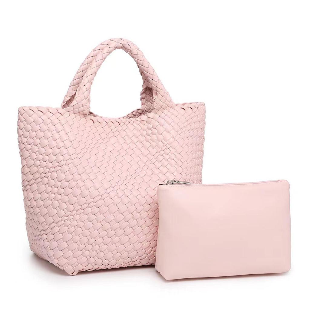 Fashionable & Versatile Women's Large Woven Tote - Double Wrist Mother-Child Shopping Bag