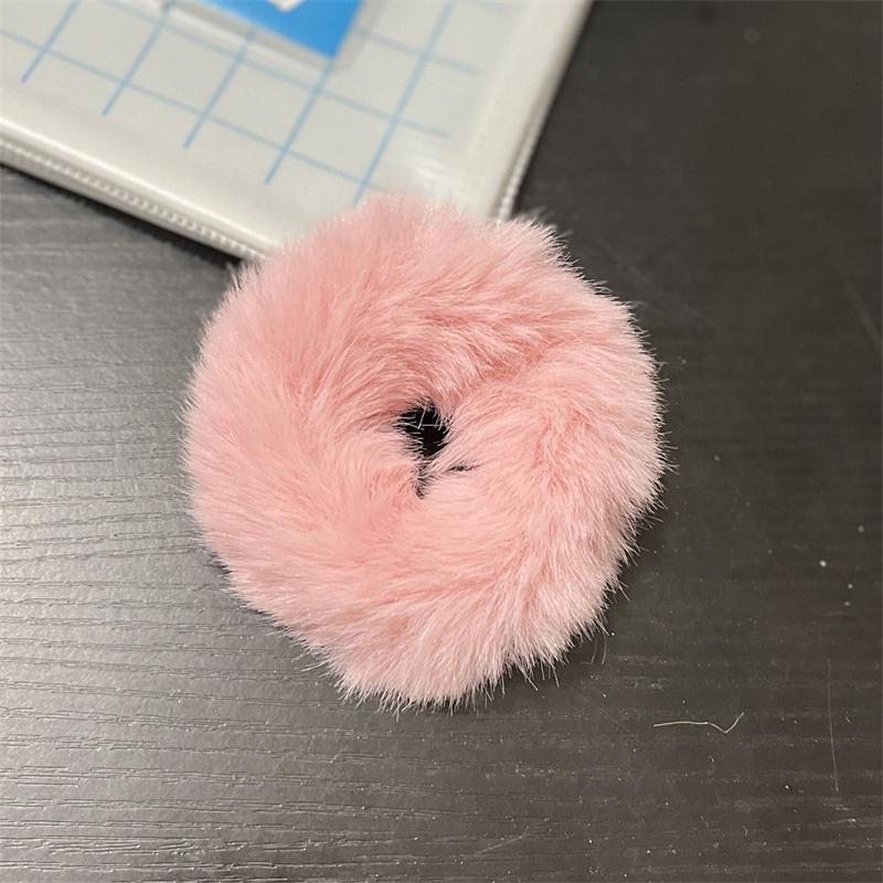 Elastic Faux Fur Hair Bands Scrunchies Vintage Girls Solid Ponytail Holder Rubber Headband Ties Fashion Women Hair Accessories