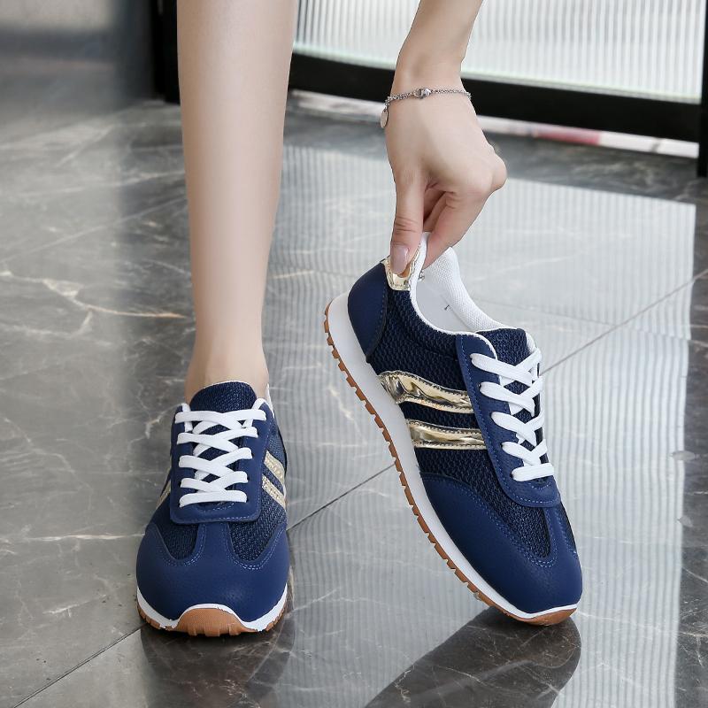 

Спортивная обувь Лето Новая Круглый носок Сочетание цветов Перед шнуровкой Мягкая подошва Противоскользящая Износостойкая Обувь на плоской подошве 43