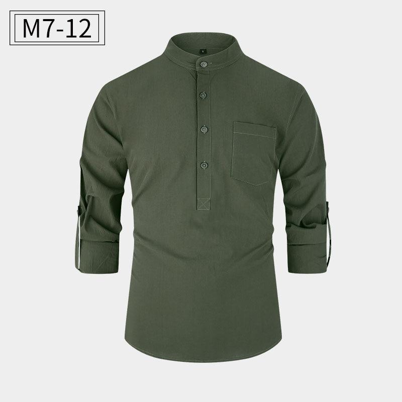 Men’s Heavyweight Long Sleeve Cotton Henley Shirt