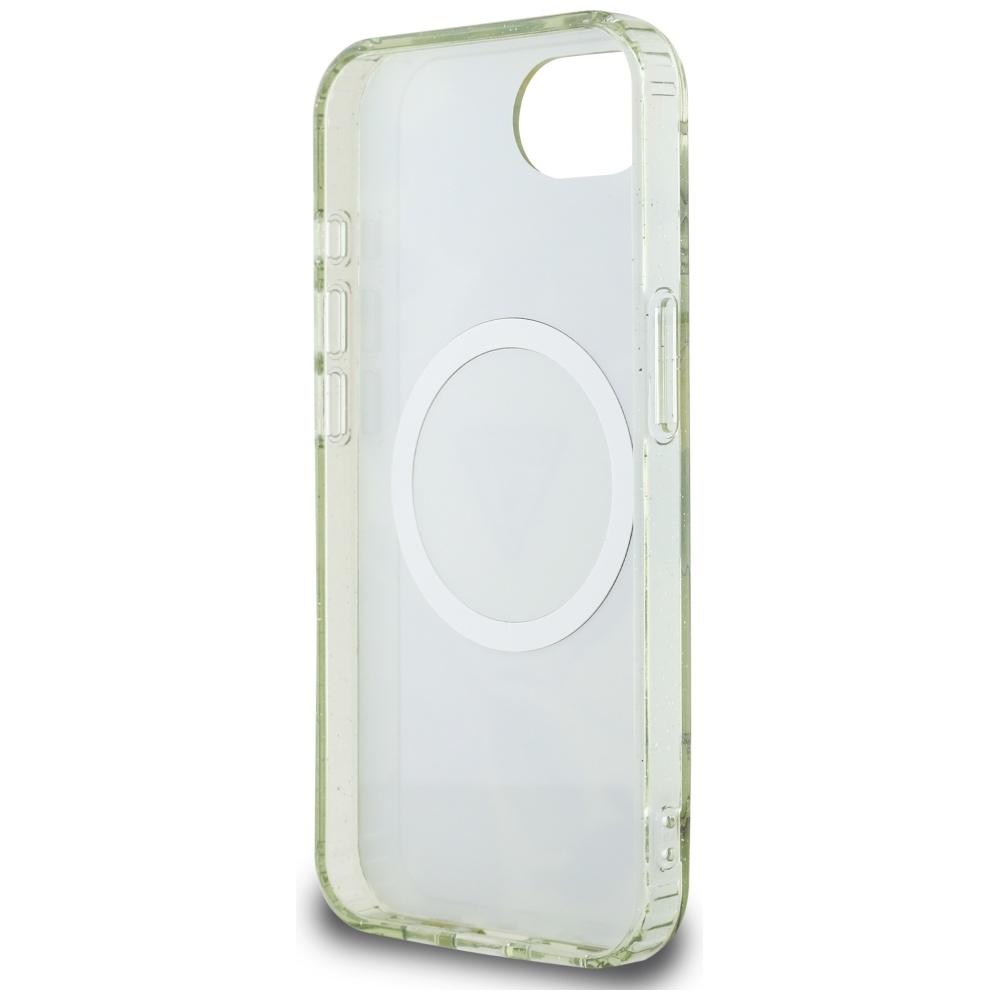 Guess Iml Metal Glitter Flowers Case Triangle Magsafe For iPhone 16E Green