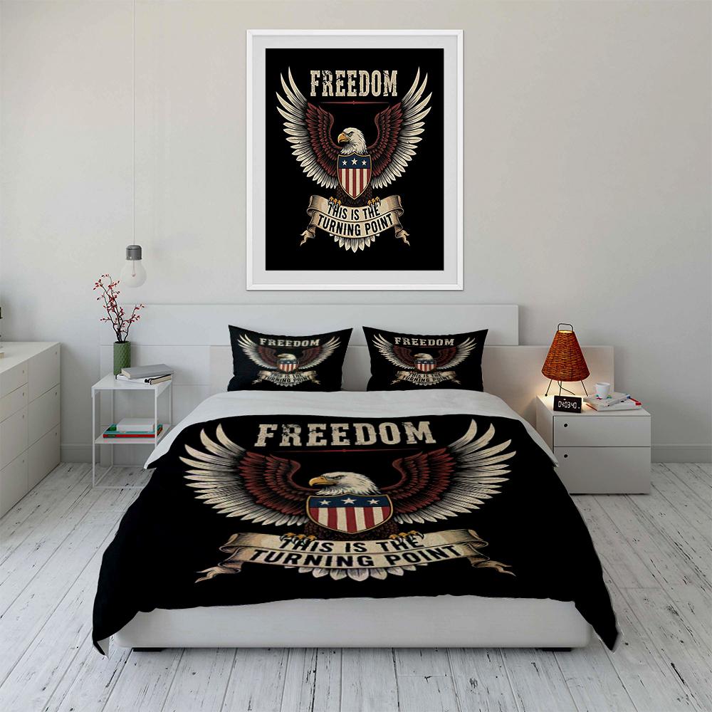 Freedom Eagle Design 3-Piece Bedding Set Bedding Set (1 Duvet Cover, 2 Pillowcases, Duvet Not Included)