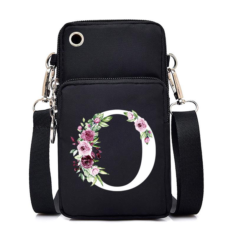 New Letter-printed Black Oblique Span Bag, Mobile Phone Bag, Light To Carry, Vertical Length and Width Change Bag
