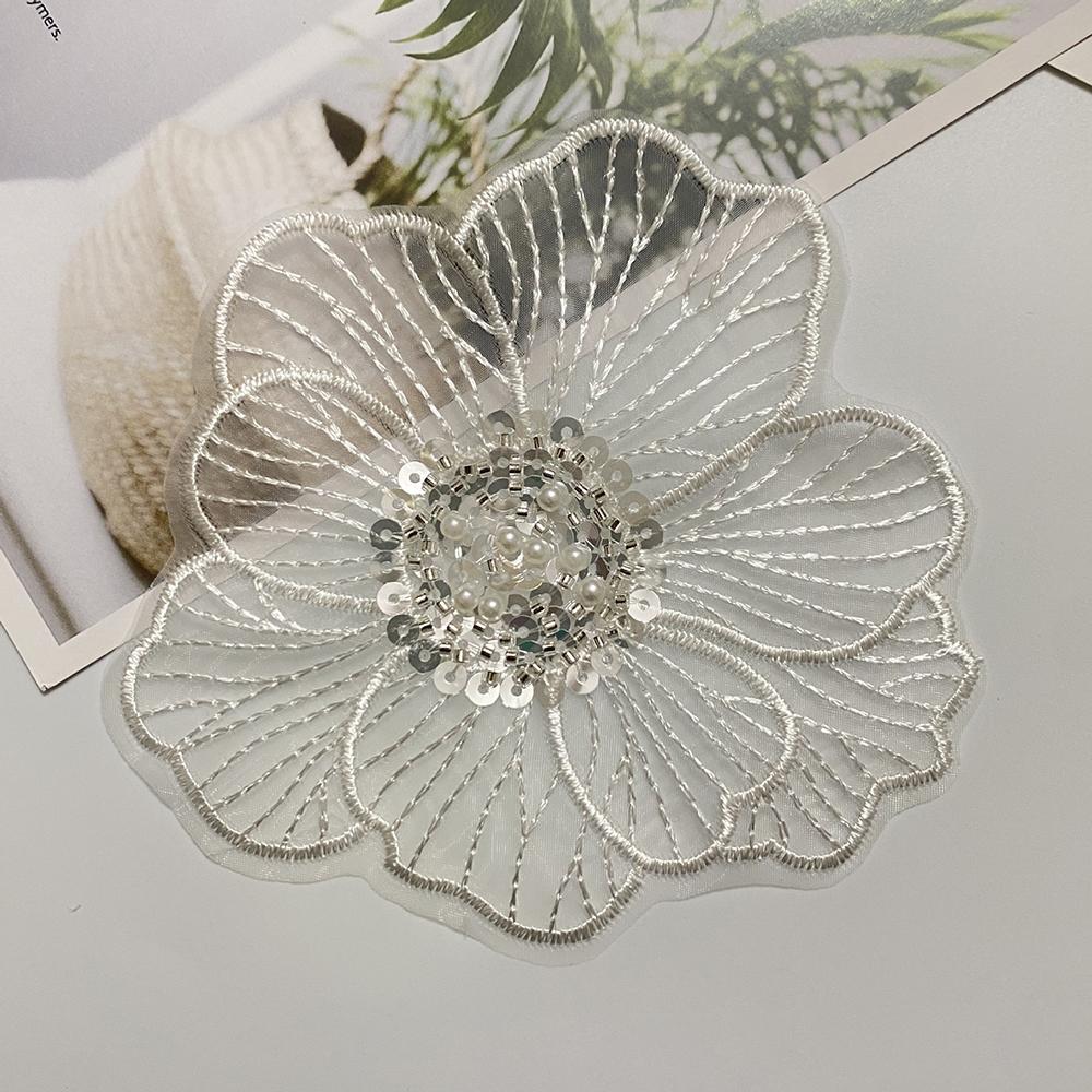 

5 шт. Белая Черная Пайеточная Вышитая Цветочная Кружевная Отделка Цветочные Аппликации Нашивки Ткань Шитье Рукоделие чёрный