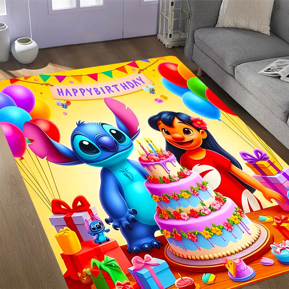 Lilo And Stitch Dance Party Disney Cartoon Theme Anti-Slip Rug - Polyester, Home Decor, Suitable for Bedrooms, Living Rooms, Doorways, and Studios