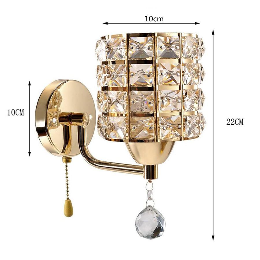 Modern Crystal Wall Lamps Gold/Chrome Nordic Crystal Wall Light Decorative Living Room Bedroom K9 Crystal Lighting with Switch