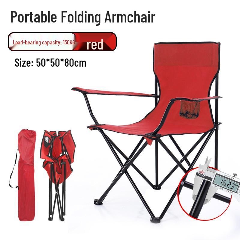 Portable Folding Camping Chair with Armrests for Outdoor Fishing and Beach Leisure