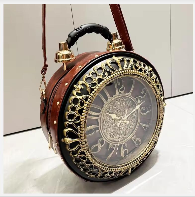 Luxury Designer Purses and Handbags Shoulder Bags funny clock-shaped bag funny Women's round bag pu leather Woman's bag