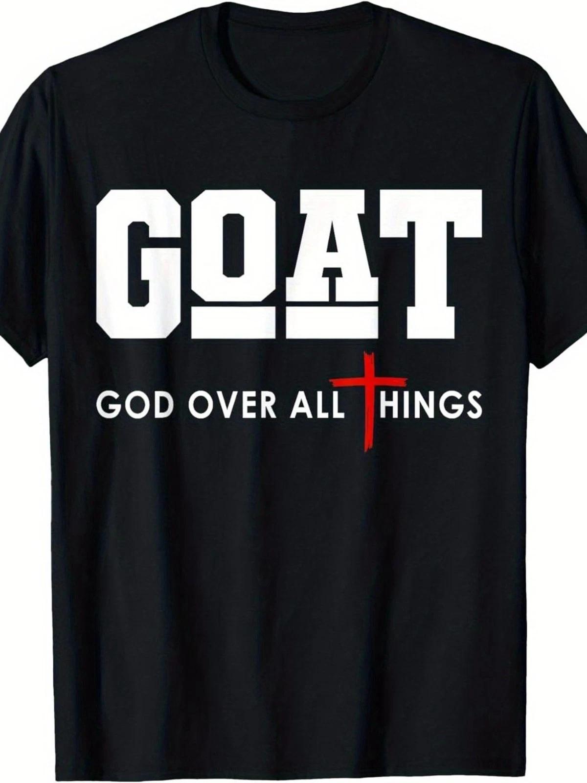 GOAT God Over All Things Christian T-Shirt Faith Cross Graphic Tee S