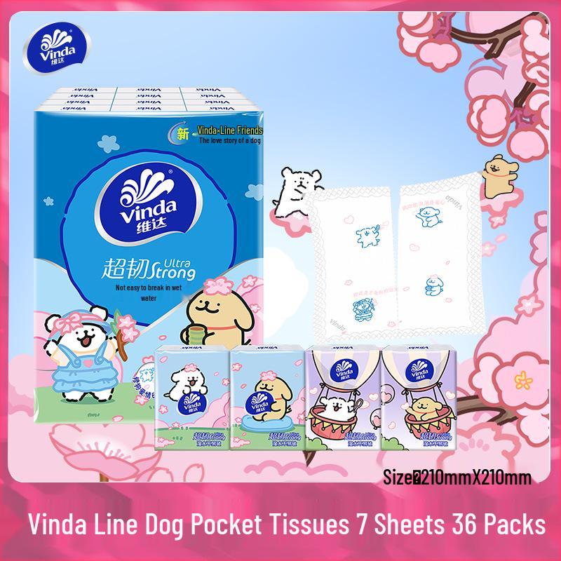 Vinda 24-Pack Portable Four-Layer Mini Handkerchief and Napkin Paper