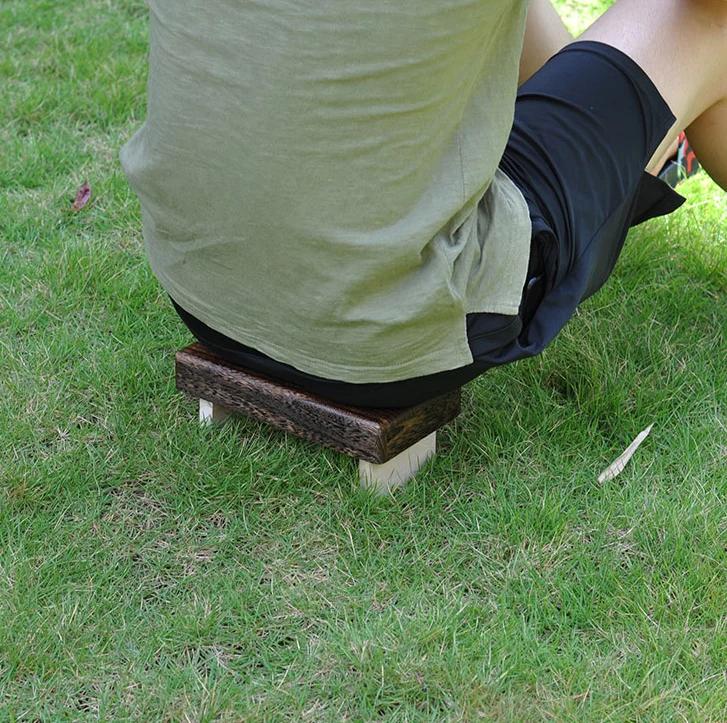 Mini Antique Foldable Wooden Low Stool Rectangle Kids Stool Portable Japanese Style Asian Traditional Furniture Tatami Mat