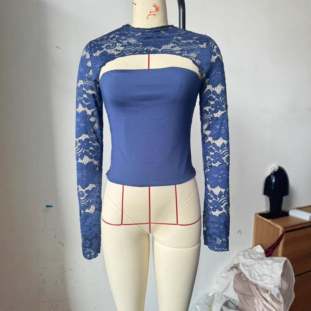 2026 Women's Sexy Lace Slimming Hollow-Out T-Shirt - Versatile Outerwear Top
