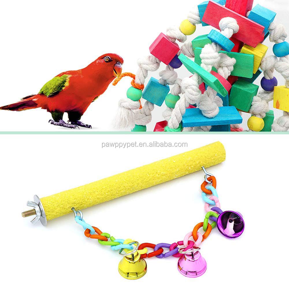 Birds Swing Toys, Parrots Chewing Hanging Perches with Bells Toys for Love Birds Budgie Macaws Cockatiels Parakeets African Grey