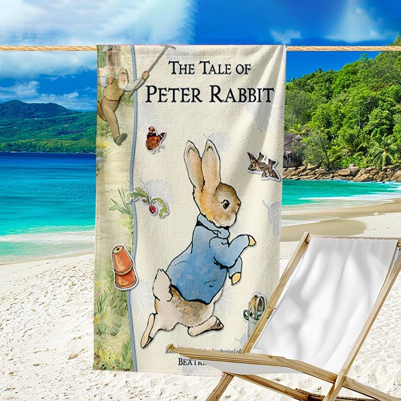 1pc Peter Rabbit1 Beach Towel, Beach and Seaside Swimming Pool Equipment, Fashion Pattern, Rectangular, Travel Essentials