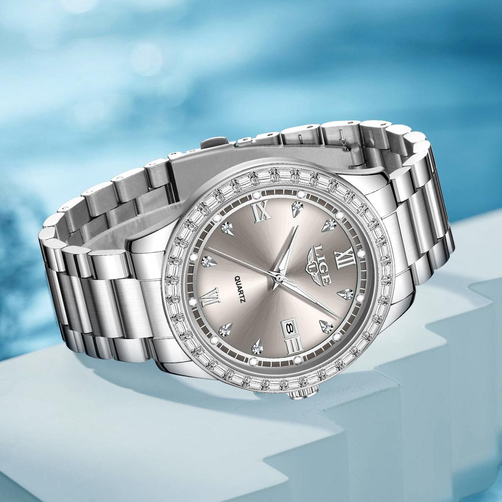 Men Watch Waterproof Diamond Luxury Luminous Calendar Quartz Wristwatch For Men Stainless Steel Fashion Business Watch Men