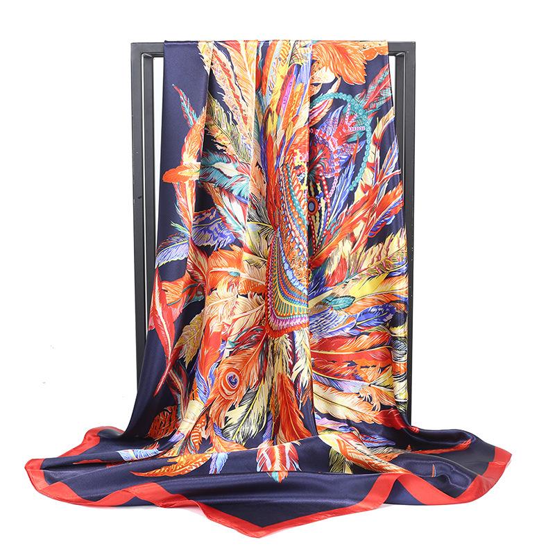 Bufandas de seda lujosas de alta calidad, pañuelos para la cabeza, bufanda para el cuello para mujer, bufanda de seda con cadena, chal decorativo para mujer