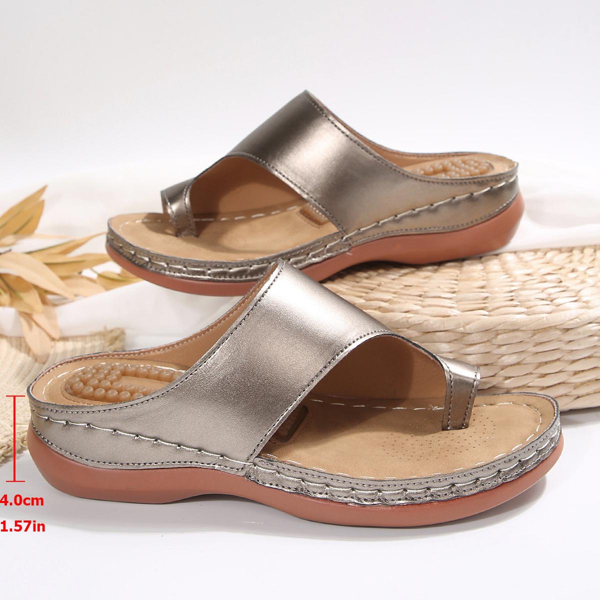 

2025 new foreign trade women s thick-bottomed toe slippers solid color large-size casual fish mouth sewn slippers 43 хаки