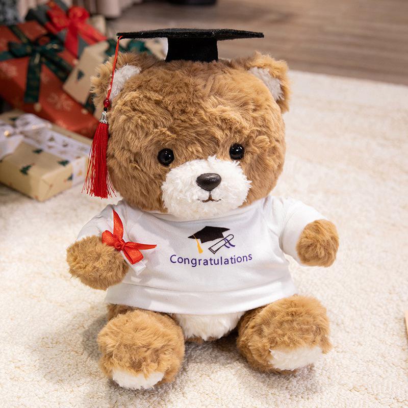 Graduation Teddy Bear Plush Toy - Cute Dr. Cake Bear Stuffed Animal Gift for Girls' Birthday