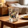 Cute Cat Floral Glass, Juice Coffee Cup, Milk Tea Glass Mug, Artistic Whiskey Coffee Mug for Home Bar, Gift for Cat Lovers