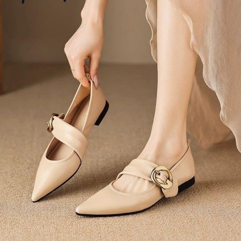 Fashion Women's Spring New Simple Solid Color Low-top Shoes 2025 Outdoor Walking Comfortable Shallow Slip-On Womens Flat Shoes Plus Size