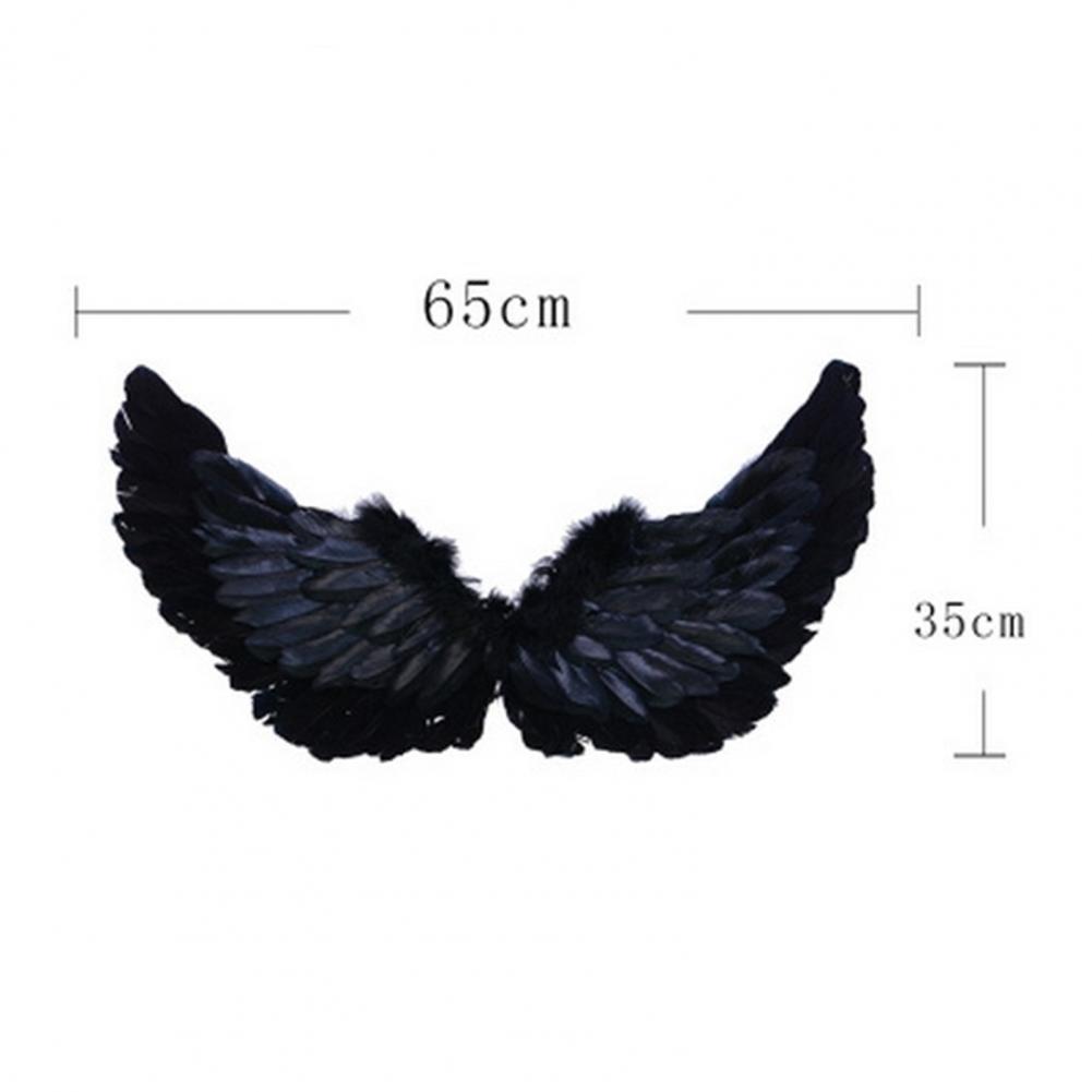 1 Set Cosplay Wings Set Feathered Angel Black Witch Wings Set With Headband Wand Halloween Role-playing Kids Angel Wings Outfit