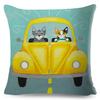 Cartoon Driving Car Cat Cushion Cover Decor Cute Pet Animal Pillowcase Polyester Pillow Case for Sofa Home Children Room 45x45cm