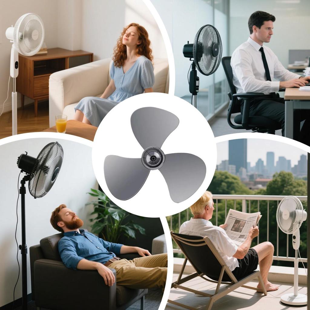 16 Inch Standing Fan Blade Replacement Floor Fan Leaf with Nut Cover Universal Replacement Part for Pedestal Fan Home Outdoor