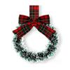 Mini Christmas Cabinet Wreaths 5.1 Inch Small Kitchen Xmas Decor with Red Ribbon Bow Plastic Rattan Fabric Window Door Office Holiday Decoration