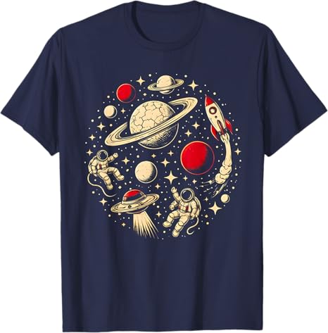 Cool Astronaut Galaxy Rocket Stars for Boys Girls Funny TShirt Y2k Fun Astronaut Space Explorer Graphic Clothing Novelty Tee S